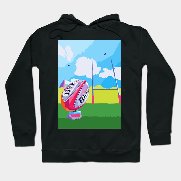 Rugby Ball Pop Art Hoodie by Zet Art